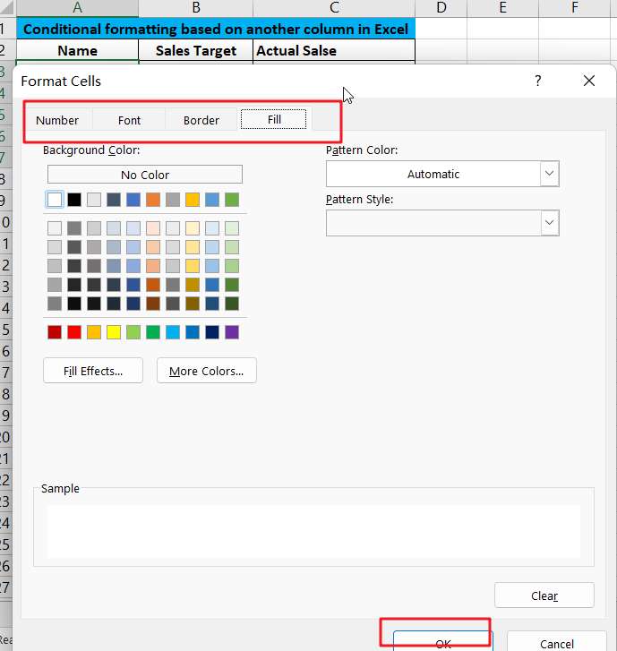 Highlight Cells Based on Another Cell in Excel