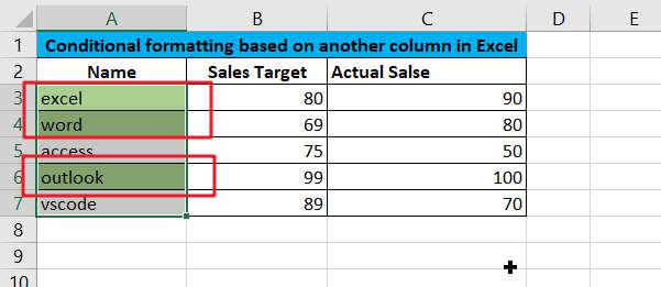 Highlight Cells Based on Another Cell in Excel