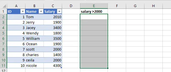 Excel Array Construction