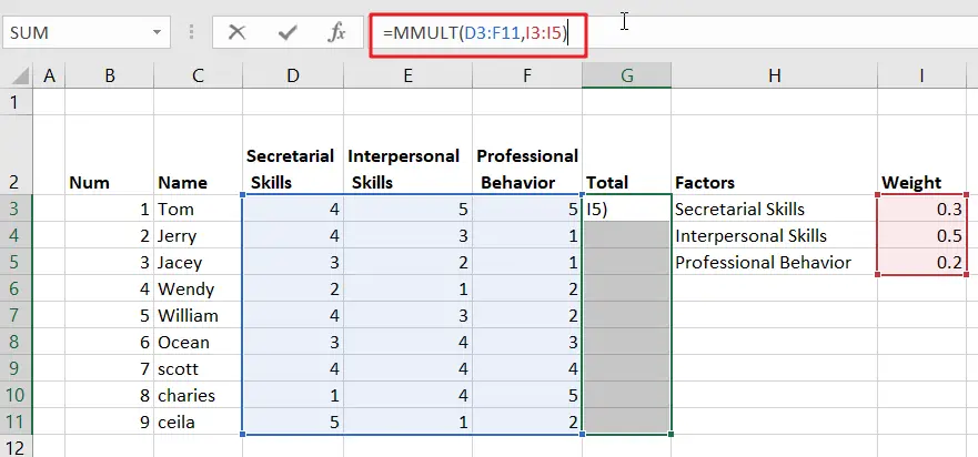 Excel Array Matrix Operation1