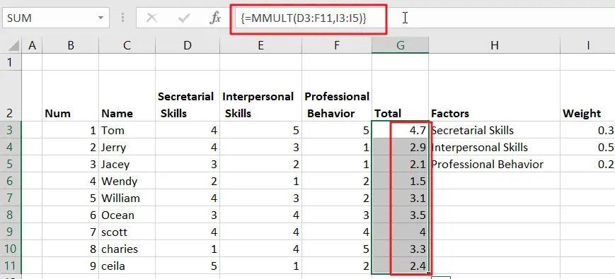 Excel Array Matrix Operation1