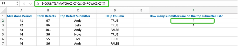 Match Single Criteria in Excel