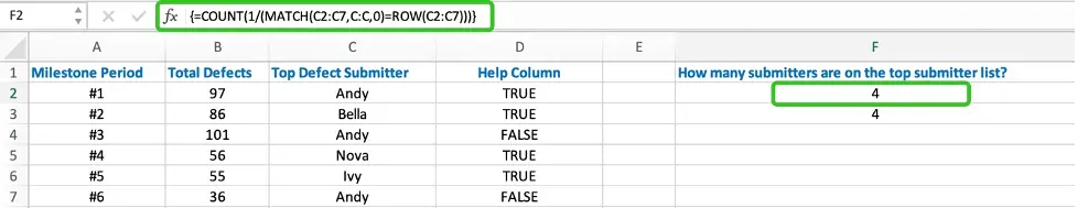 Match Single Criteria in Excel