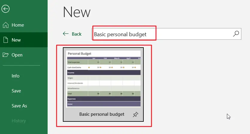 Basic personal budget