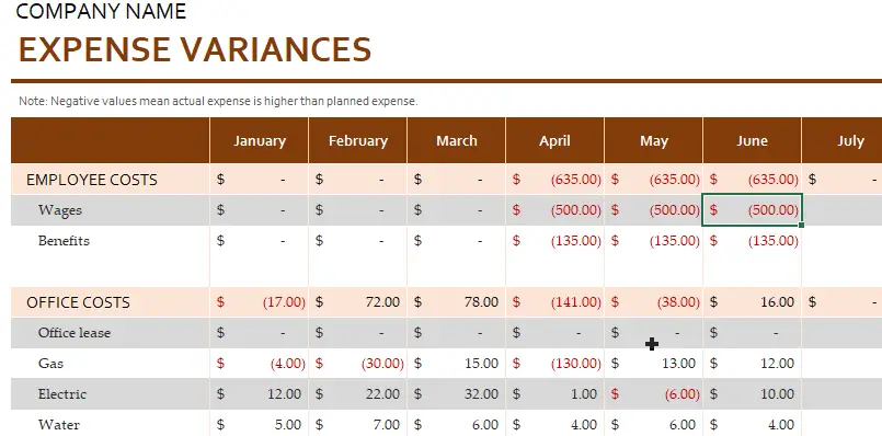 Business Expense Budget