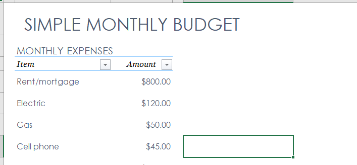 Easy monthly budget 1