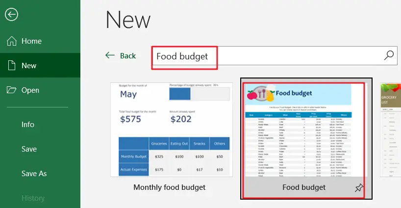 Food budget 