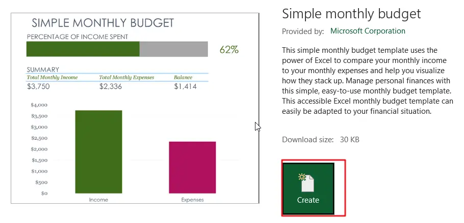 Simple monthly budget1