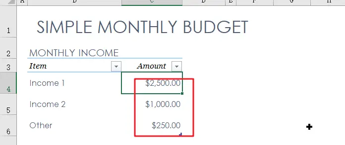 Simple monthly budget1