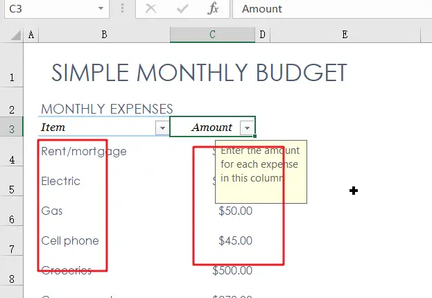 Simple monthly budget1