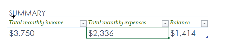 Simple monthly budget1