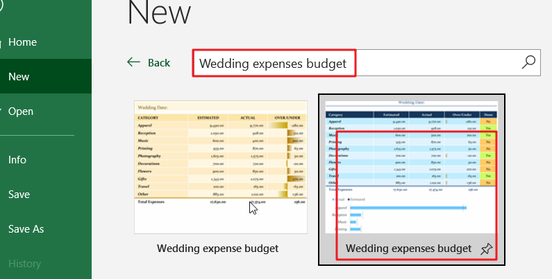 Wedding expenses budget