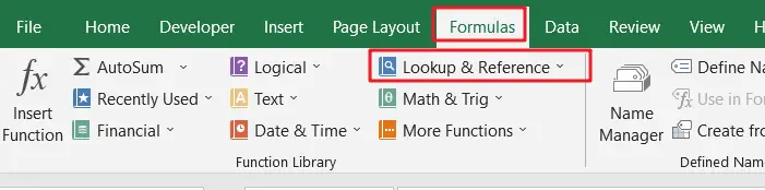 vlookup function using formulas ribbon2