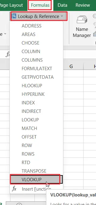 vlookup function using formulas ribbon3