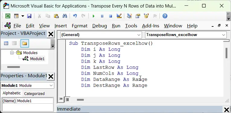 How To Transpose Every N Rows of Data into Muliptle Columns vba3.png