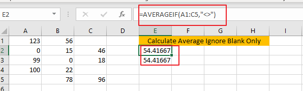 How to Calculate Average Ignore Blank and Zero Cells in Excel 10.png