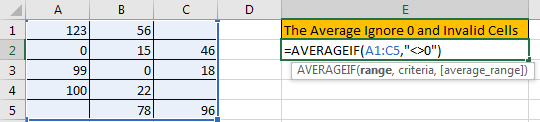 How to Calculate Average Ignore Blank and Zero Cells in Excel2.png