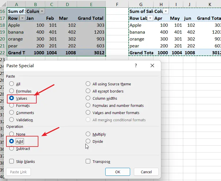 How to Combine Two Pivot Tables into One Pivot Chart 1