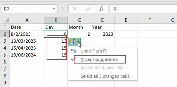 How to Split Date into Day, Month and Year flash fill3.png