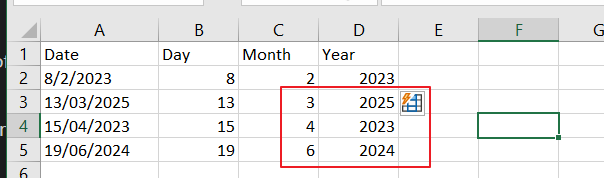 How to Split Date into Day, Month and Year flash fill4.png