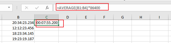 calculate average time with milliseconds 1