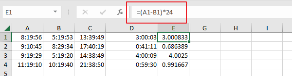 calculate the difference between two times in hours