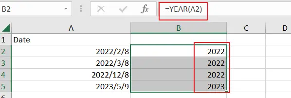 extract year from a date value1