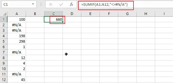 How to Calculate Sum of a Column Ignore #NA in Excel 10.png