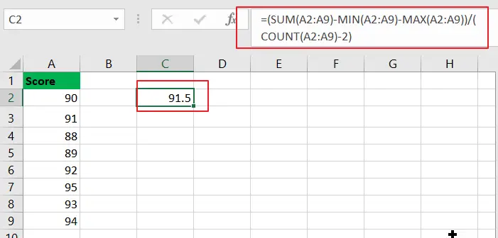 How to Calculate the Average Excluding the Smallest & Highest Numbers in Excel 10.png