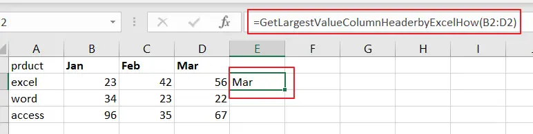 How to Extract the Column Header of the Largest Value in a Row in Excel vba3.png