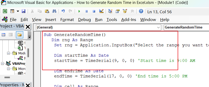 How to Generate Random Time in Excel vba 3.png
