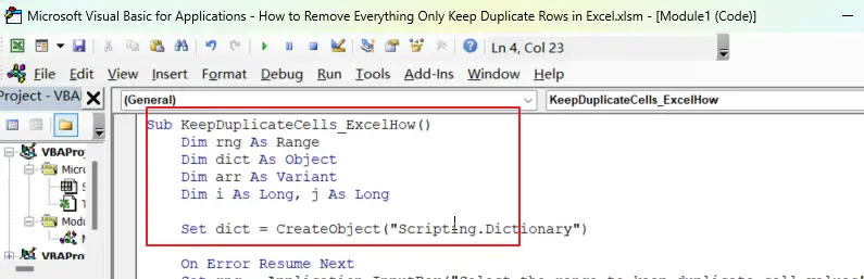 How to Remove Everything Only Keep Duplicate Rows vba2.png