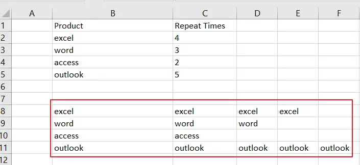 Repeat Cell Value N times in Excel 14.png