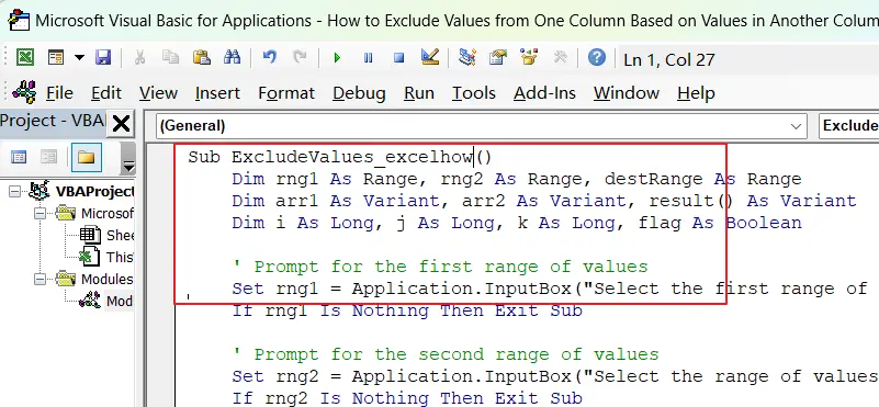 vba to Exclude Values from One Column 1.png