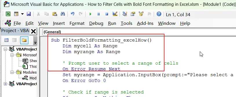 vba to Filter Cells with Bold Font Formatting in Excel1.png