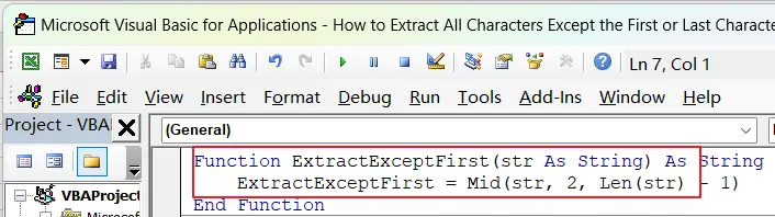 How to Extract All Characters Except the First or Last Character from Text String in Excel vba 1.png