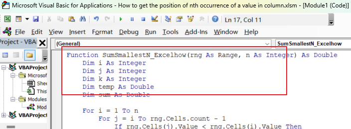 How to Sum the Smallest N Values in Excel vba 1.png