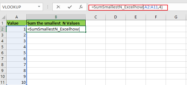 How to Sum the Smallest N Values in Excel vba 2.png