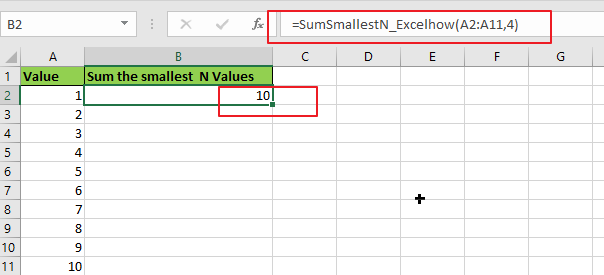How to Sum the Smallest N Values in Excel vba 3.png