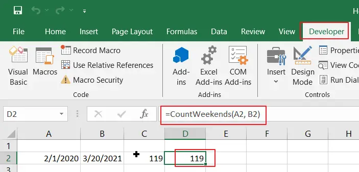 How to Calculate Number of Weekends between Two Dates in Excel11.png