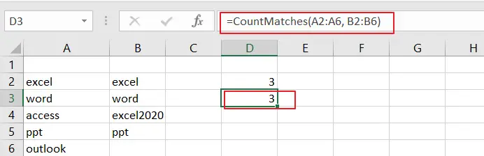 How to Count Matches between Two Columns in Excel11