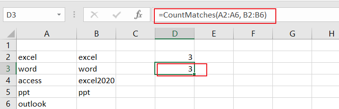 How to Count Matches between Two Columns in Excel11