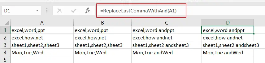 How to Replace Last Comma in String with “and” word